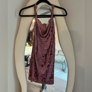 Pink flower velvet dress